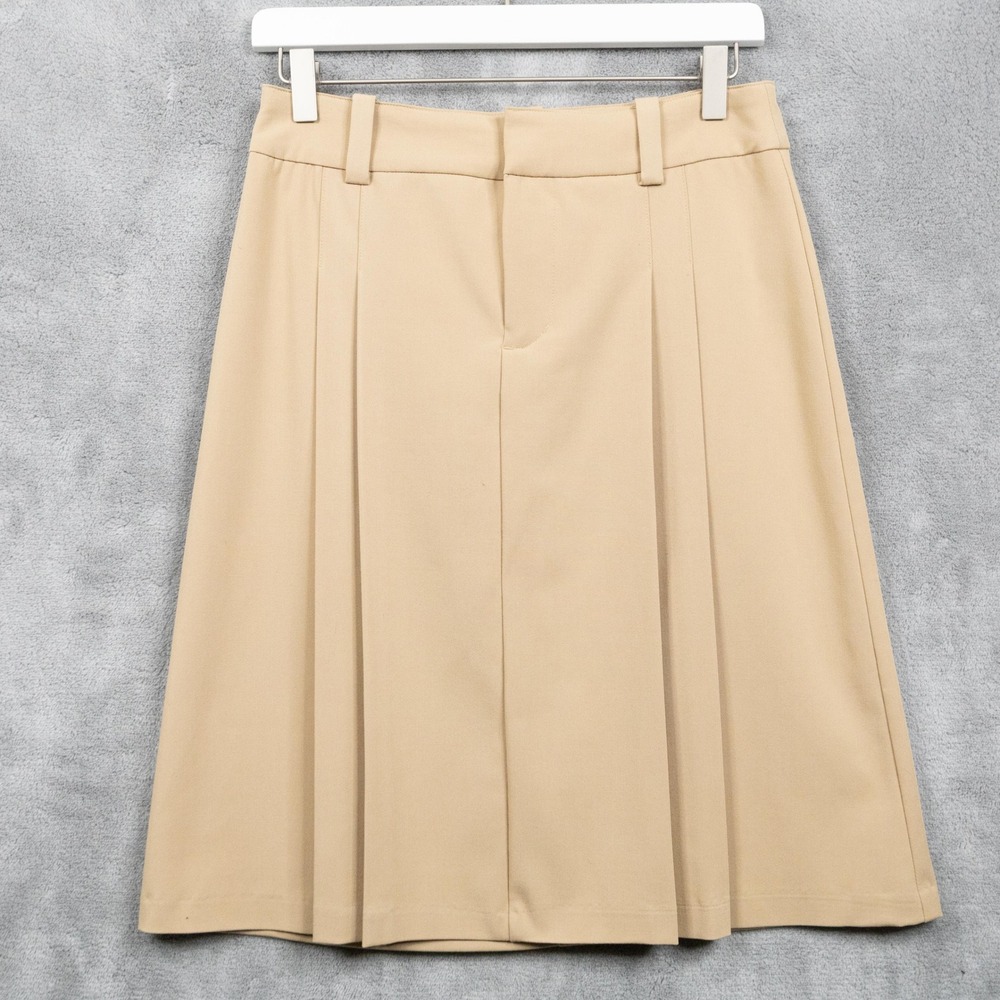 SUNDAY BEST Ryder Pleated Pencil Skirt Preppy Academia Heritage Tan Sz 2